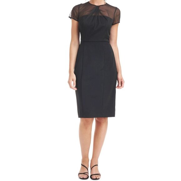 JS Collections Dresses & Skirts - JS Collections Women's Short Sleeve Illusion Sheath Dress, Black, Size 2